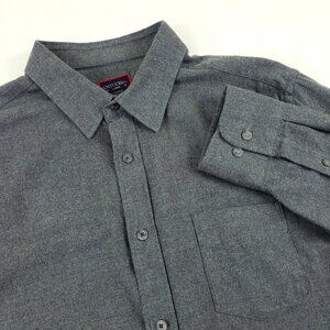 Untuckit Sherwood Button Up Shirt Mens Large Gray Flannel Preppy Long Sleeve